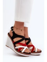 Sandały Na Koturnie Z Paseczkami Czarne Ellen