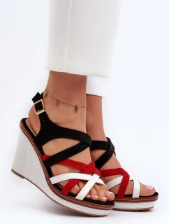 Sandały Na Koturnie Z Paseczkami Czarne Ellen