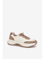 Zamszowe Sneakersy Damskie Na Platformie Big Star RR274A344 HI-POLY SYSTEM Beżowe