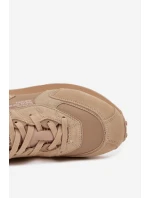 Skórzane Sneakersy Męskie Big Star OO174298 Hi-Poly System Beżowe