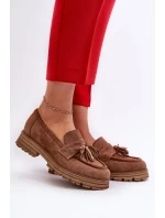 Zazoo Dámske semišové mokasíny so strapcami, hnedé Zazoo Dámske semišové mokasíny so strapcami, hnedé