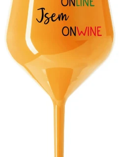 NEJSEM ONLINE JSEM ONWINE - oranžová nerozbitná sklenice na víno 470 ml