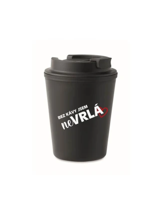 BEZ KÁVY JSEM NEVRLÁ - černý termohrnek 300 ml