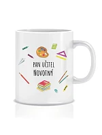 Personalizovaný klasický biely keramický hrnček s objemom 300 ml pre pani učiteľku/pána učiteľa (učebné pomôcky)