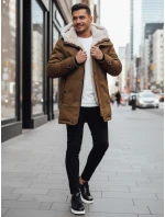Pánska zimná bunda parka s kapucňou tmavo béžová FashionStreet TX4964z Pánska zimná bunda parka s kapucňou tmavo béžová FashionStreet TX4964z