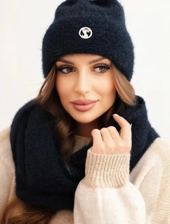 Dámsky mäkký pletený set čiapky a šálu modrý