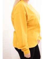 Dámske Plus veľkosť bavlnené základné horčica okolo krku mikina