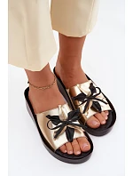 Kožené dámské pantofle s ozdobou S.Barski KV61-6044 Zlaté