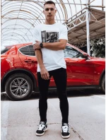 Pánske bavlnené tričko s potlačou biele FashionStreet RX5463