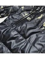 Čierna dámska bunda s potlačou (7769)