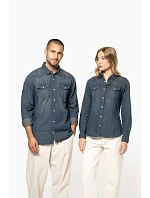 Kariban K 519 Džínsová košeľa s dlhým rukávom 20.K519 blue jean
