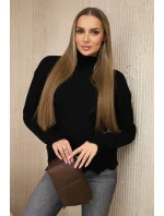 Sveter s ozdobným volánikom čierny
