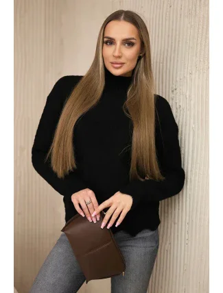 Sveter s ozdobným volánikom čierny