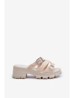 Pachnące Klapki Damskie Na Niskim Obcasie ZAXY NN285042 Jasnobeżowe