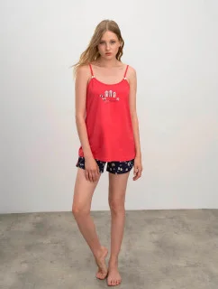 Dámske pyžamo 16325 Červená/tmavo modrá - Vamp