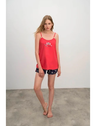 Dámske pyžamo 16325 Červená/tmavo modrá - Vamp Dámske pyžamo 16325 Červená/tmavo modrá - Vamp