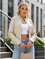 Dámska kožená bunda TY5659 cream - FashionStreet
