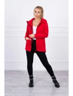 Zateplená mikina s predĺženým chrbtom a vreckami červená