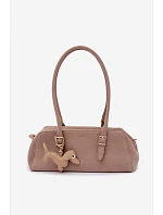 Kabelka z imitace semiše s přívěskem jezevčík béžová Noely