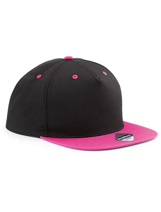 Beechfield B 610C 5-panelová snapbacková čiapka s kontrastným lemom 53.610C čierna/fuchsiová