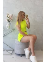 Bavlnená súprava so šortkami žltá neónová
