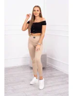 Rebrované legíny béžové