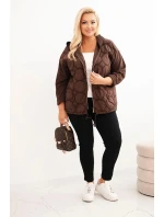 Dámske Plus veľkosť mikina na zips Brown