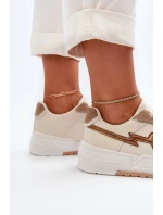 Sneakersy Damskie Na Platformie Beżowe Zeparine