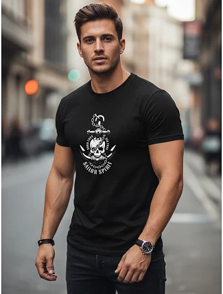 Pánske tričko s potlačou Sailor Spirit čierne FashionStreet NX081R Pánske tričko s potlačou Sailor Spirit čierne FashionStreet NX081R