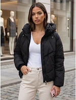 Dámska zimná prešívaná bunda s kapucňou, čierna, FashionStreet TY6082 Dámska zimná prešívaná bunda s kapucňou, čierna, FashionStreet TY6082