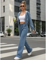 Dámske džínsové nohavice so širokými nohavicami modré FashionStreet UY2897