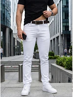 Pánske džínsy slim fit s opaskom biele FashionStreet UX4498