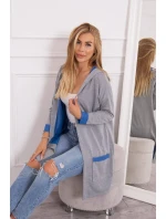 Dvojfarebná pláštenka s kapucňou nevädza + sivá