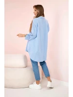 Bavlnená mušelínová košeľa oversize modrá Bavlnená mušelínová košeľa oversize modrá