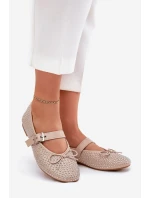 Zdobione Baleriny Z Kokardką I Paskiem Beżowe Zdivisa