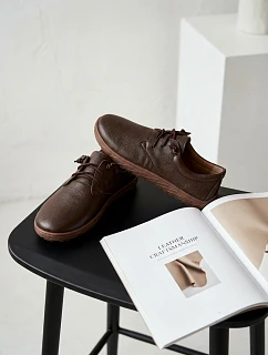 Kožené dámské polobotky Barefoot Zazoo 10189 Čokoládové