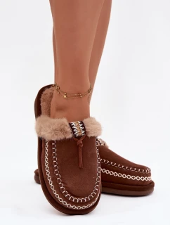 Dámske papuče s kožušinou 608 Brown - Perivelle
