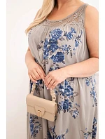 Dámske plus size viskózové šaty s kvetinovým vzorom a čipkovaným vrškom Fango