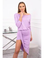 Asymetrické šaty, 3/4 rukávy, svetlo fialové