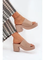 Klapki Damskie Na Słupku I Platformie Khaki Omeisa