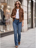 Dámske džínsy so rozšírenými nohavicami a opaskom, modré, FashionStreet UY3132 Dámske džínsy so rozšírenými nohavicami a opaskom, modré, FashionStreet UY3132