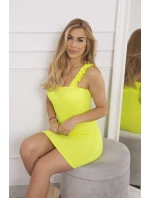 Žlté neónové šaty bez ramienok