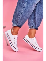 Damskie Klasyczne Trampki Białe Z Czerwoną Lamówką Ecoma