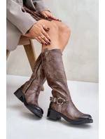 Zazoo 70141 Skórzane Kozaki Damskie Przed Kolano Brązowe