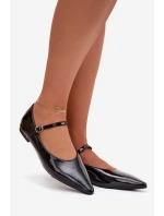 Lakované baleríny s páskem černé Jarelle
