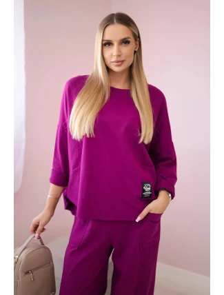 Bavlnená mikina nohavice set slivka