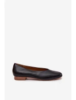 Baleriny Damskie Z Eko Skóry Na Płaskim Obcasie Czarne Olyssia