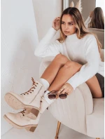 Dámske semišové šnurovacie čižmy béžové FashionStreet ZY1235
