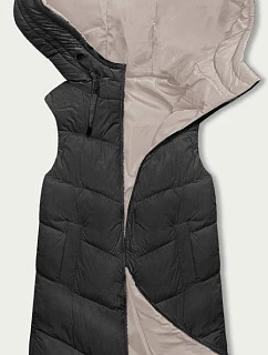 Dámska dlhá vesta čierno-svetlo-béžová (V772G)