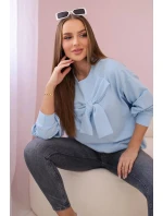Bavlnená blúzka s mašľou modrá